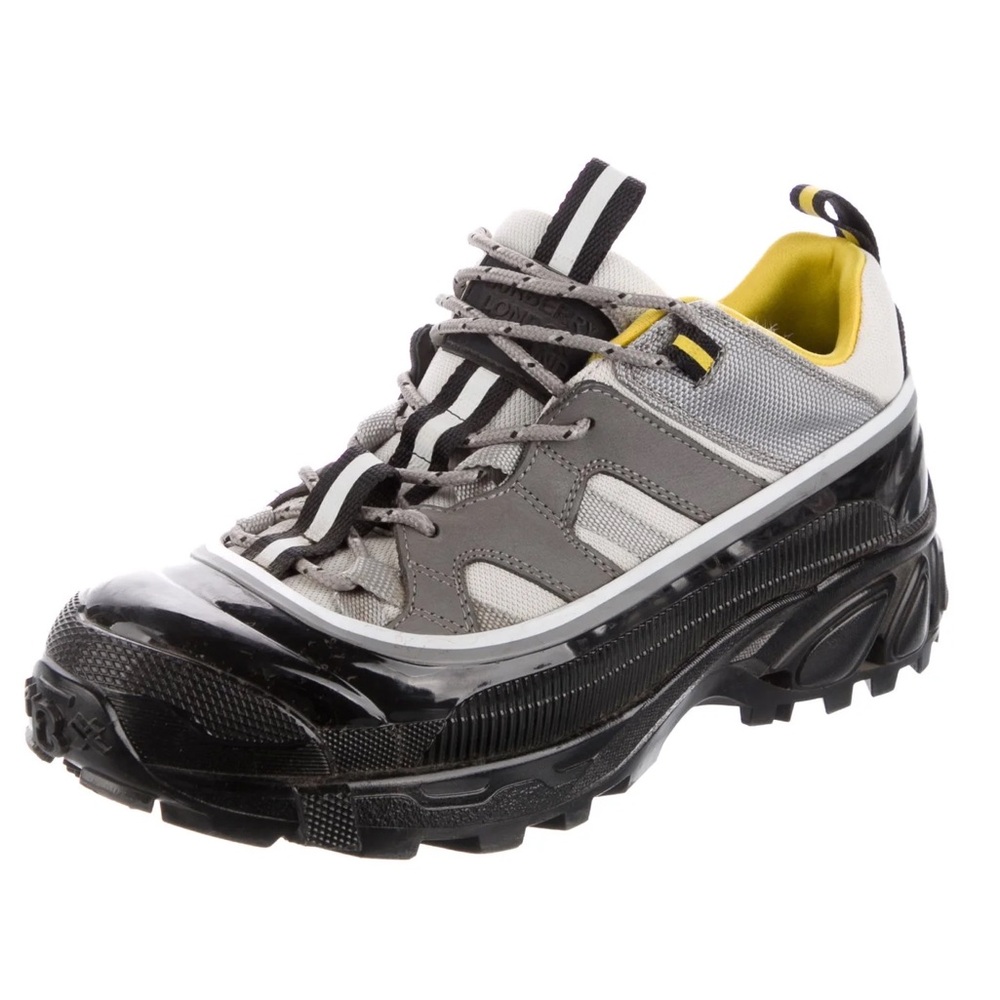 Burberry Nylon And Suede Arthur Low Top Chunky Sneakers Size 10 Gray Yellow